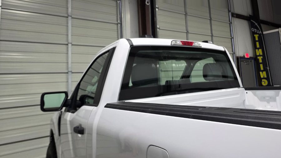 Client job photo: the F-150 rear glass before tint