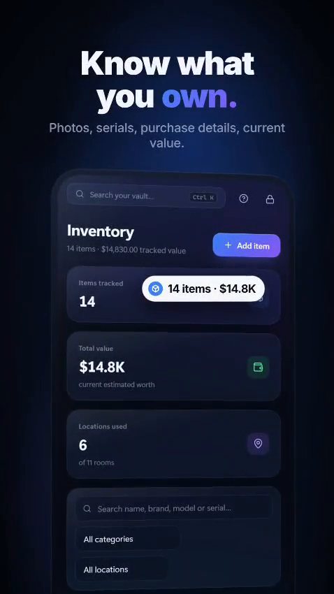 LifeVault AI · Everything You Own. One Private Vault.